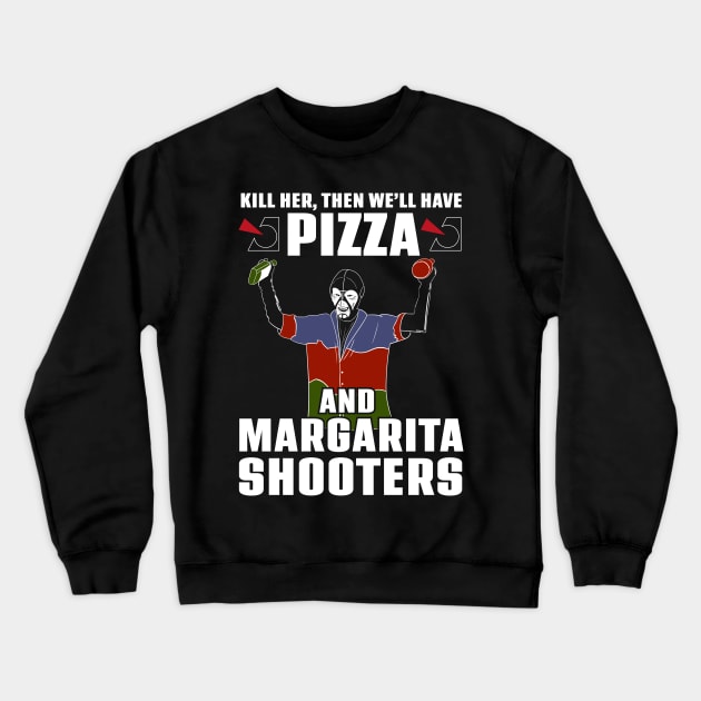 Scorpius / Harvey Pizza and Margarita Shooters Crewneck Sweatshirt by Meta Cortex